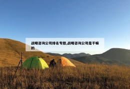 战略咨询公司排名专题,战略咨询公司是干嘛的